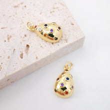 Load image into Gallery viewer, 3D Teardrop Shape Charm, Cubic Pave Charm, 15.5x9mm, Tear Drop Pendant, Bracelet Necklace Making, Gold Plated Jewelry Findings S20262