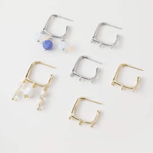 Load image into Gallery viewer, 14k Gold Square Earrings, with 3 Loops, S925 Silver Ear Pin Nickel Free Earrings, Ear Stud Loop, Hypoallergenic Earring Findings BB026