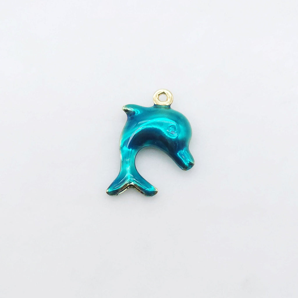 3D Enamel Dolphin Charms, 18K Gold Plated Marine life Charms, Marine life Pendant, Necklace Making Charm, Jewelry Findings S20519