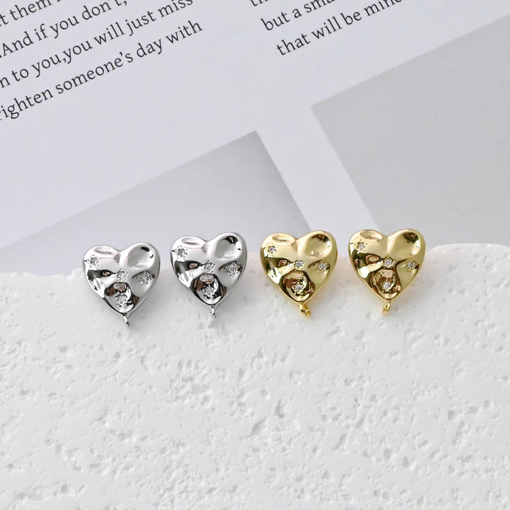 أقراط على شكل قلب مطروق، مطلية بالذهب عيار 18 قيراطًا، خالية من النيكل، دبوس من الفضة الاسترلينية S925، أقراط أذن مضادة للحساسية، رقم المنتج D0437