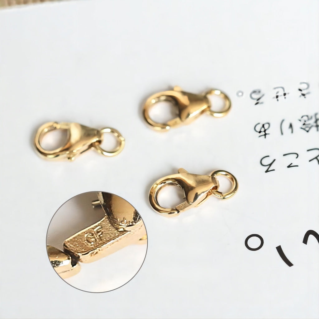 14K Gold Filled Lobster Claw Clasp, Clasp with Open Loops for Necklace Bracelet Making B040