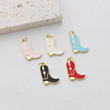 Cowboy Boots Pendant, Enamel Rainboots Charms, 18K Gold Plated Boots Charms, Bracelet And Necklace Making, Jewelry Findings S1346