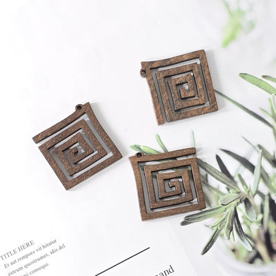 10PCS Rhombus Wooden Pendant, 38*42mm, Geometric Wooden Pendant, Necklace Making Findings JT1011