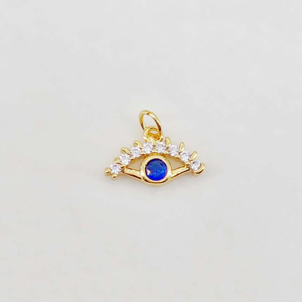 Evil Eye Charm Collection, Coin Pendant, 18K Gold Plated CZ Pave Eye Pendant, Necklace Making Charm, Jewelry Findings S20654