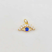 Load image into Gallery viewer, Evil Eye Charm Collection, Coin Pendant, 18K Gold Plated CZ Pave Eye Pendant, Necklace Making Charm, Jewelry Findings S20654