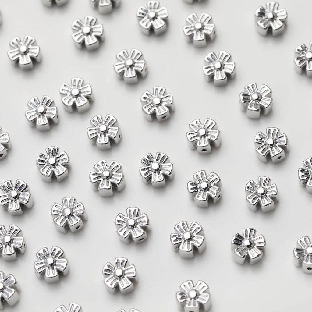 Cuentas espaciadoras de flores, chapadas en oro de 14 quilates, cuentas de flores 3D, delicadas cuentas para hacer aretes, accesorio de joyería GZ530