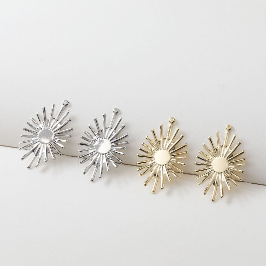 10 colgantes de sol con forma de rayo de sol, chapados en oro de 14 quilates y plata, de 34 mm, para hacer collares, accesorios de joyería ZZ101