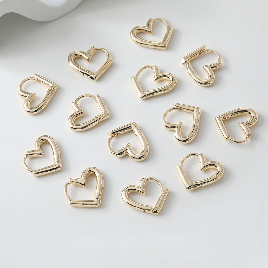 Heart Hoop Earring, S925 Silver Ear Pin, Huggie Hoops Earring Finding, Heart Ear Hoops, 17mm, 22mm, hoop earrings GE033