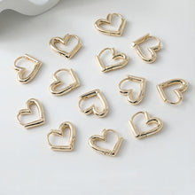 Load image into Gallery viewer, Heart Hoop Earring, S925 Silver Ear Pin, Huggie Hoops Earring Finding, Heart Ear Hoops, 17mm, 22mm, hoop earrings GE033
