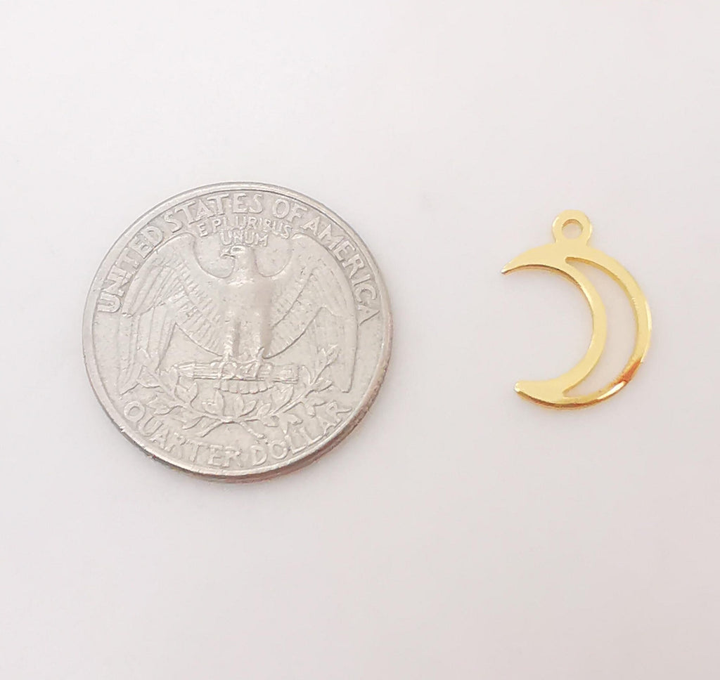 Gold Moon Charms, 18K Gold Plated Crescent Charms, Moon Pendant,  Necklace Charms, Jewelry Findings S334