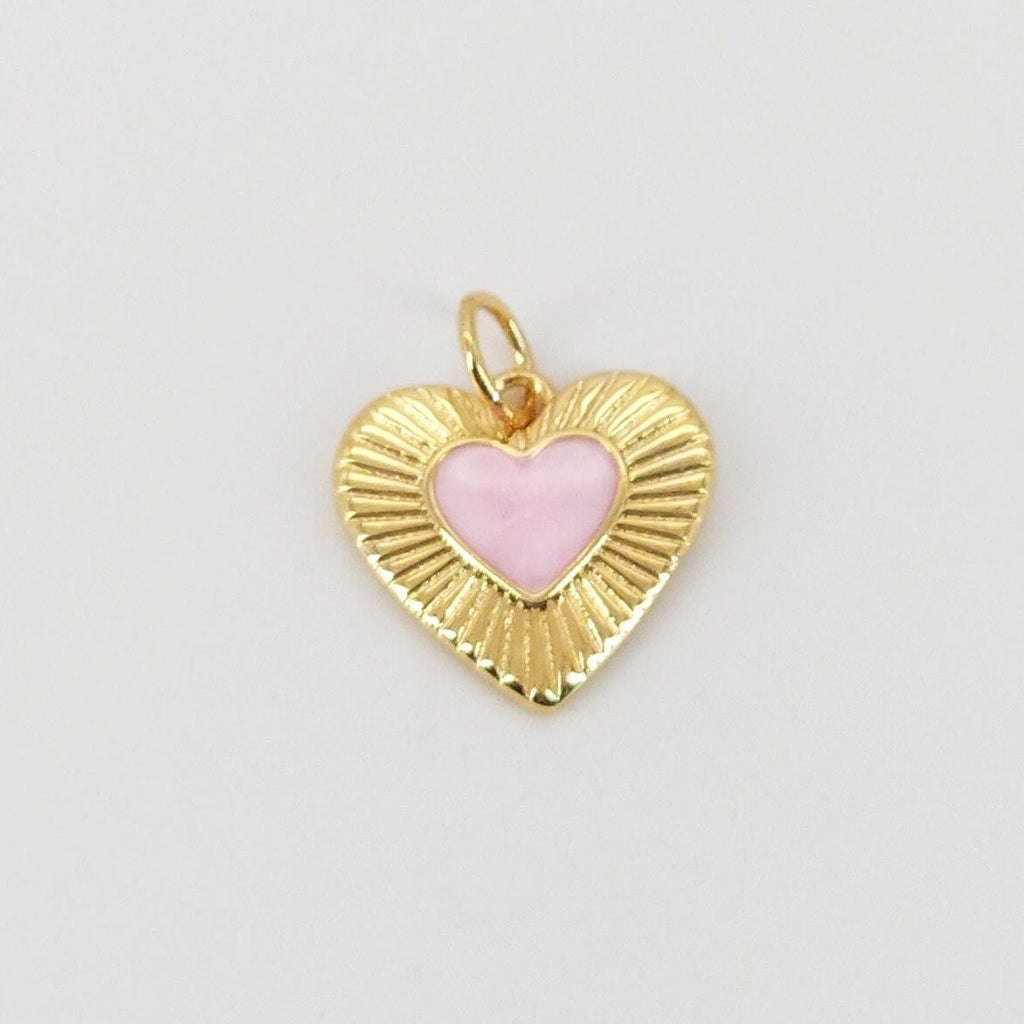 Enamel Heart Charm, 18K Gold Plated Heart Pendant, 10mm, Necklace Bracelet Making Pendant S20720