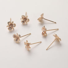 Load image into Gallery viewer, Cubic Zirconia Flower Post Earrings, Gold Plated Earring Post with Loop, Hypoallergenic, Handmade Earring Finding,DIY Earring Supplies GZ766