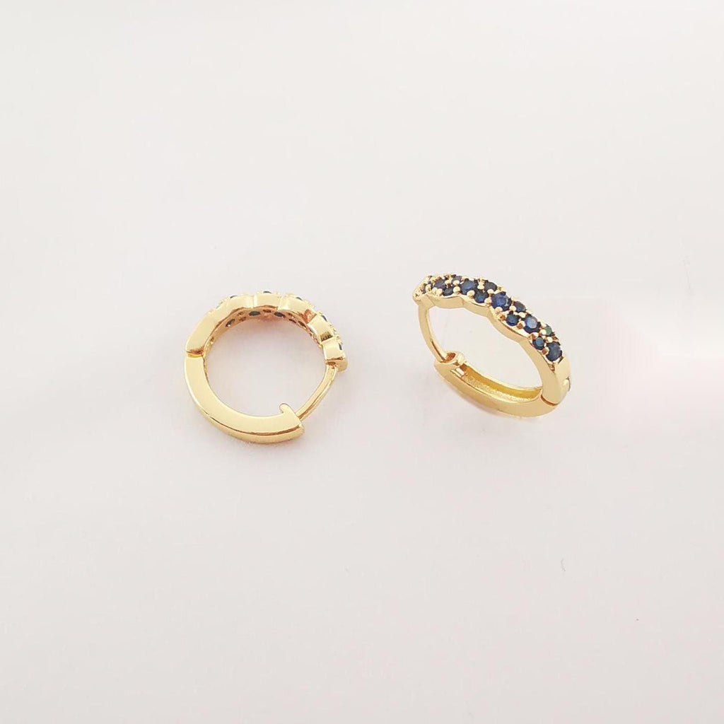 Multicolor CZ Pave Ear Hoops, 13.5mm, 5 colours you choose, 18K Gold Plated Leverback Earrings, Huggie Hoops Earring S20268