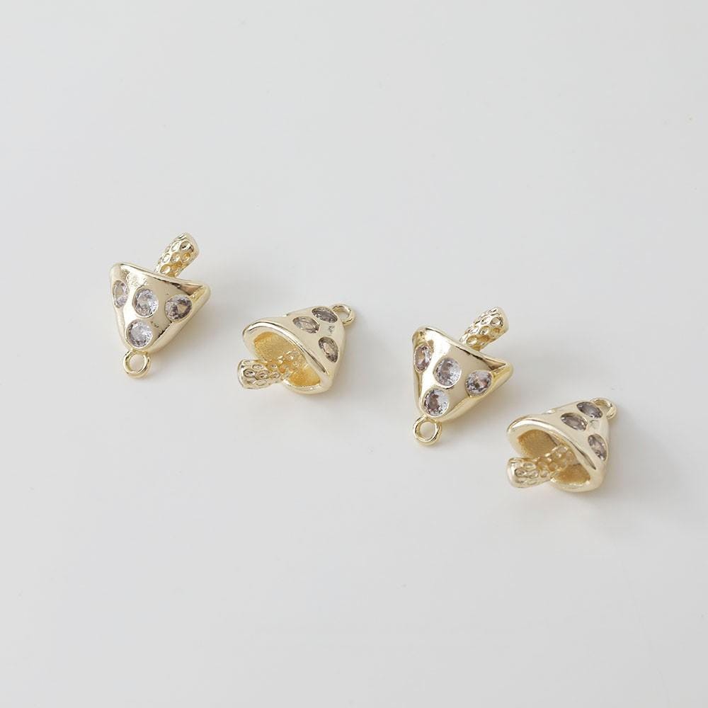 Mushroom Charm, 14K Gold/Silver Plated CZ Pave Pendant, Neckalce Bracelet Making Pendant, Jewelry Supply Finding GZ632