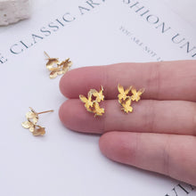 Load image into Gallery viewer, 4PCS Butterfly Ear Post with Loops, S925 Silver Ear Pin, Nickel Free, 13x10mm, 18K Gold Plated Stud Earring Finding ZX031
