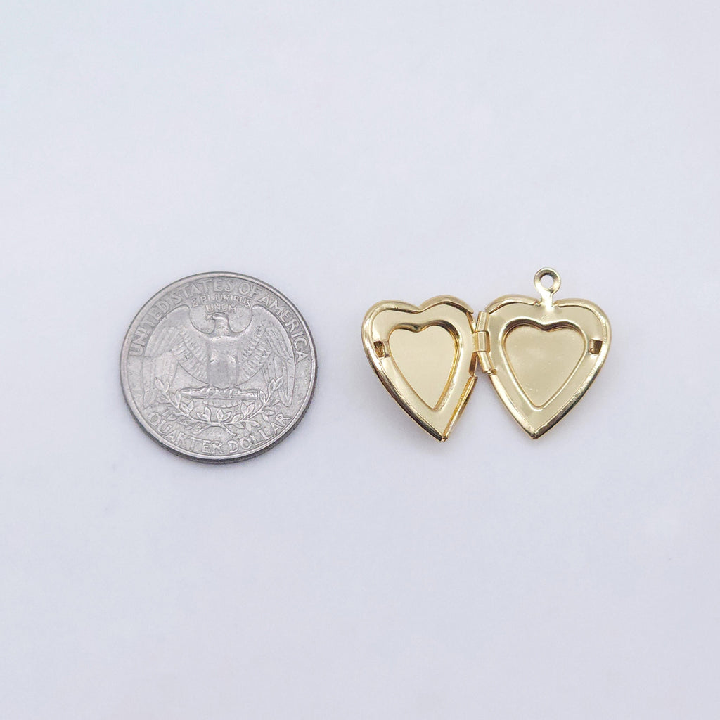 Saint Maria Heart Locket Charm, Religious Pendant, Shell Pave, 18K Gold Plated, Our Lady Pendant, Vintage Necklace Making Charm S20603