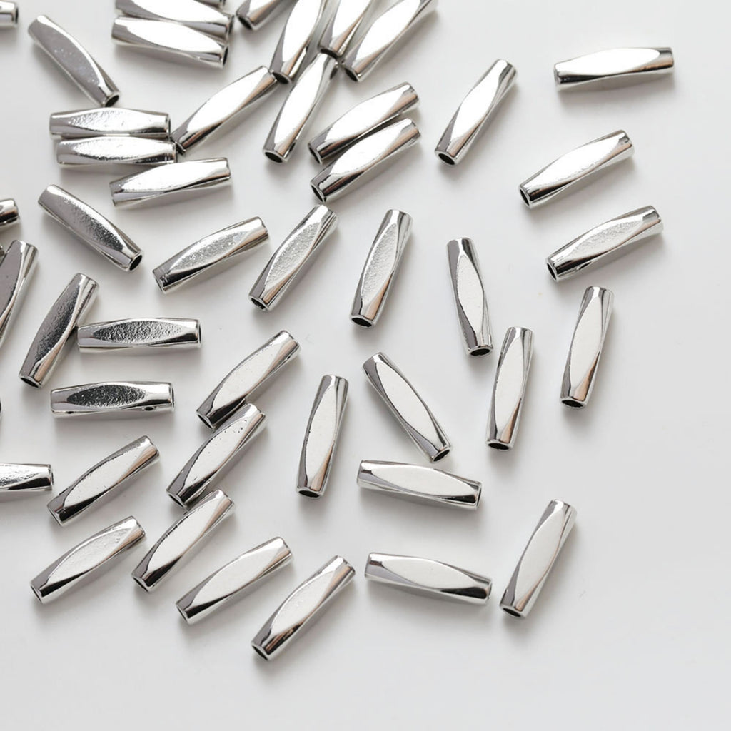 10pcs Tube Beads, Spacer Beads, 14K Gold/Silver Plated, Bracelet Necklace Making Jewelry Finding SC017