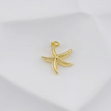 Cargar imagen en el visor de la galería, Dijes de estrella de mar dorados, chapados en oro de 18 quilates, delicado colgante con forma de estrella de mar, ideal para hacer pulseras S20794