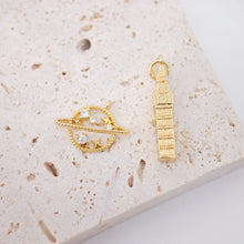 Cargar imagen en el visor de la galería, Dijes del Big Ben, colgante de la Torre del Reloj de Londres, dije de planeta, dijes chapados en oro de 18 quilates, dije para hacer collares, accesorios de joyería S884