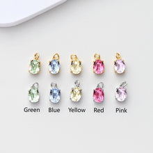 Load image into Gallery viewer, Oval Charms, Cubic Zircon Stone Charm, Shiny Crystal Pendant, 18K Gold Plated Charms, For Necklace Making,Jewelry Findings S1399
