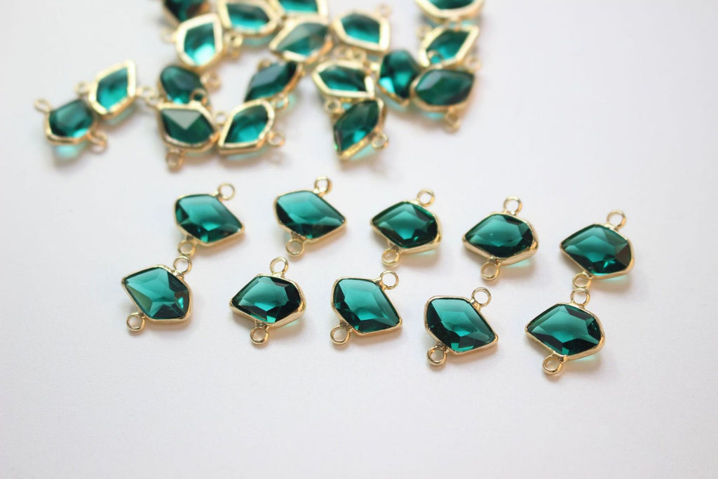 10pcs Irregular Shape Crystal Connector, Glass Connector, Glass Pendant, 18K Gold Plated, Jewelry Findings ZZ006