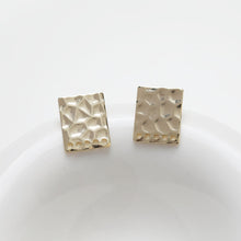 Load image into Gallery viewer, Hammered Square Post with Loops, 14K Gold/Silver Plated, S925 Silver Pin Nickel Free Earrings, Hypoallergenic Earring Findings GZ254