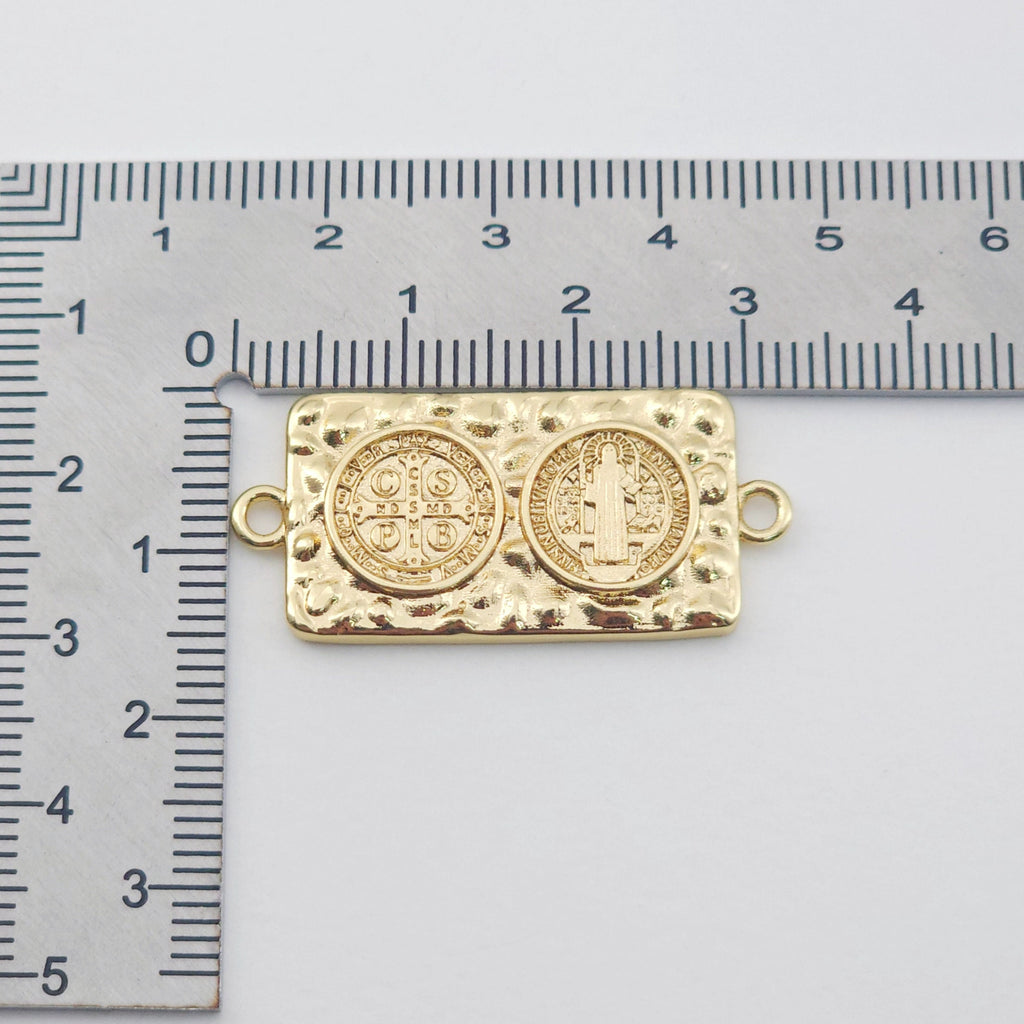 Cross Charm, Coin Pendant, Rectangle Connector, 18K Gold Plated CZ Pave Religions Pendant, Necklace Making Charm, Jewelry Findings S1168