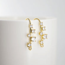 Load image into Gallery viewer, 18K Gold Plated Ear Wires, Multiple small cubic zirconias Pave Earring Hooks, Nickel Free, Fish Hooks, Ear Wires for Jewelry Making D0185