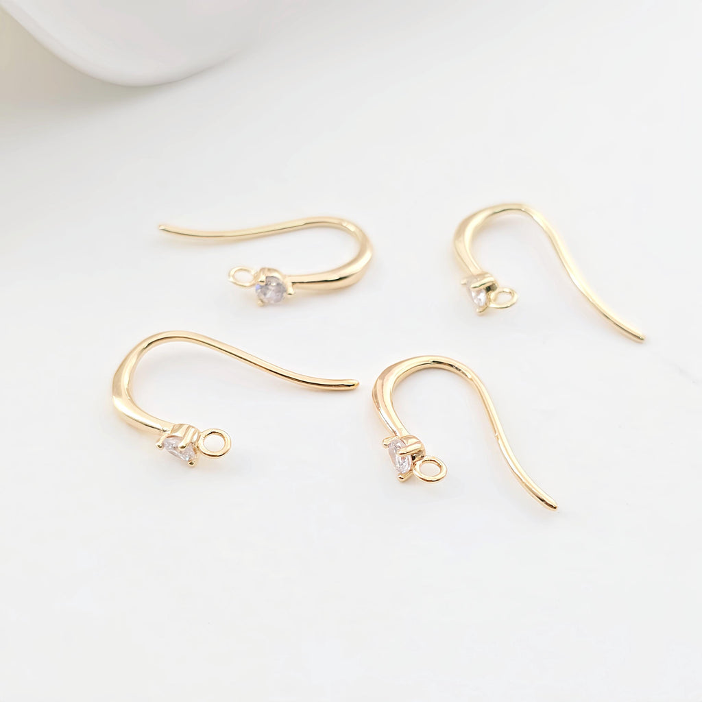 Alambres para aretes chapados en oro de 14 quilates, ganchos para aretes con pavé cúbico, sin níquel, ganchos para pez, alambres para aretes para hacer joyas ZX296