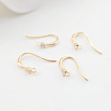 Cargar imagen en el visor de la galería, Alambres para aretes chapados en oro de 14 quilates, ganchos para aretes con pavé cúbico, sin níquel, ganchos para pez, alambres para aretes para hacer joyas ZX296