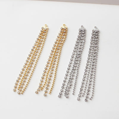 Gold Beads Chain Tassel Pendant, CZ Pave Chain Charm, Cubic Zirconia, 18K Gold Plated Earring Chain Pendant, Earring Findings GZ613