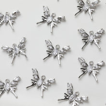 Load image into Gallery viewer, Butterfly Charm, Gold Plated Pave Pendant, Pave CZ, Silver Butterfly, Necklace Jewelry Finding GZ520