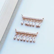 Load image into Gallery viewer, CZ Pave T-shaped Charm, Cubic Zircon Crystal Pendant, Bracelet Necklace Pendant, 14K Real Gold Plated, Jewelry Findings STG036-F187