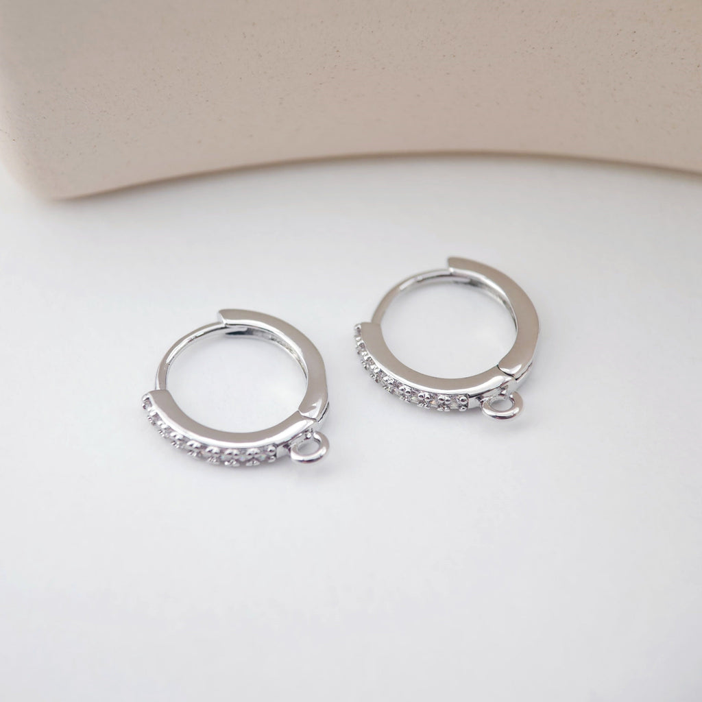 Cubic Zirconia Ear Hoops Multicolor Pave Crystal , 14mm, 18K Gold Plated Leverback Earrings, Huggie Hoops Earring D0146