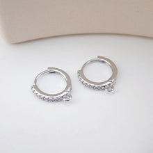 Load image into Gallery viewer, Cubic Zirconia Ear Hoops Multicolor Pave Crystal , 14mm, 18K Gold Plated Leverback Earrings, Huggie Hoops Earring D0146