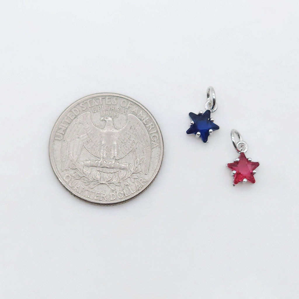 Crystal Tiny Star Charms, 9 Color Crystal You Choose, 18K Gold/Silver Plated Star Pendant, Jewelry Findings S20528