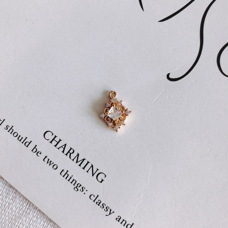 10pcs Charm with loops, Boho Pendant, Cubic Pave Pendant, Bracelet Necklace Making, Gold Plated Jewelry Findings MY071-F175