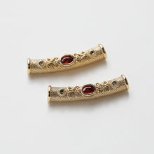 Load image into Gallery viewer, Vintage Curved Spacer Beads, Zircon Curved Tube Beads, 14K Gold/Silver Plated, Bracelet and Necklace Making， Jewelry Findings SC027