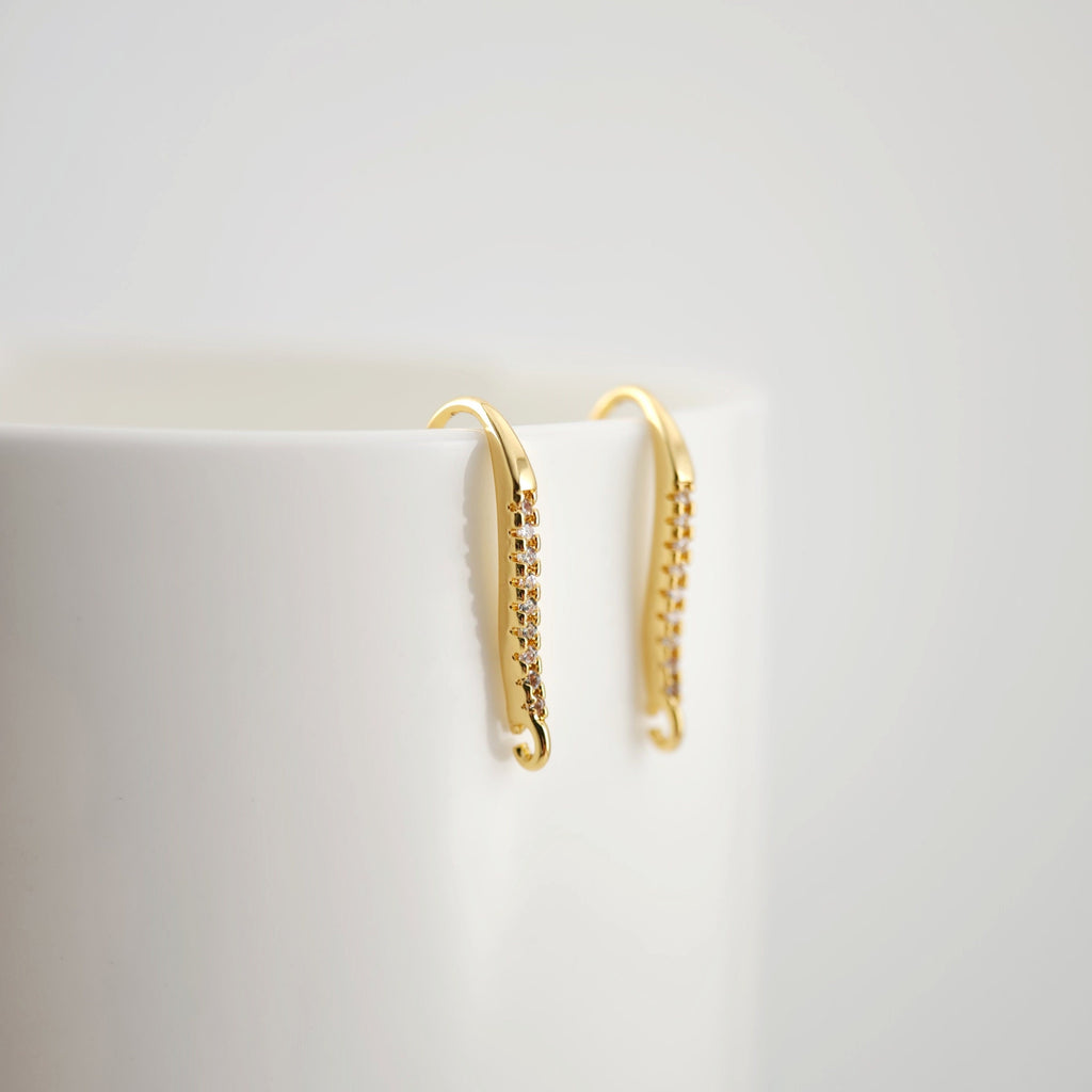 18K Gold Plated Ear Wires, Cubic Pave Earring Hooks, Nickel Free, Fish Hooks, Ear Wires for Jewelry Making D0136