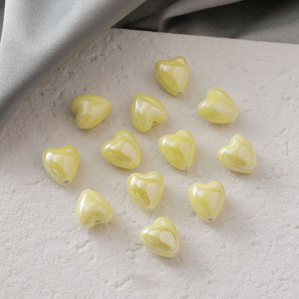 5pcs Heart Ceramic Beads, 14mm, Loose Ceramic Beads for Jewelry Making, Bracelet DIY Beads Finding GZ429