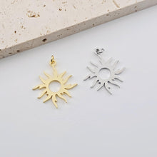 Load image into Gallery viewer, Gold Sun Charm, Sun With Rays Pendant, 18K Gold Plated, 29mm, Necklace Making Charm, Jewelry Findings S1280