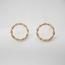 Load image into Gallery viewer, 18K Gold Round Post With Loop, CZ Pave, S925 Silver Pin, Openwork Round Stud Nickel Free, 15mm, Hypoallergenic Earring Findings ZX205