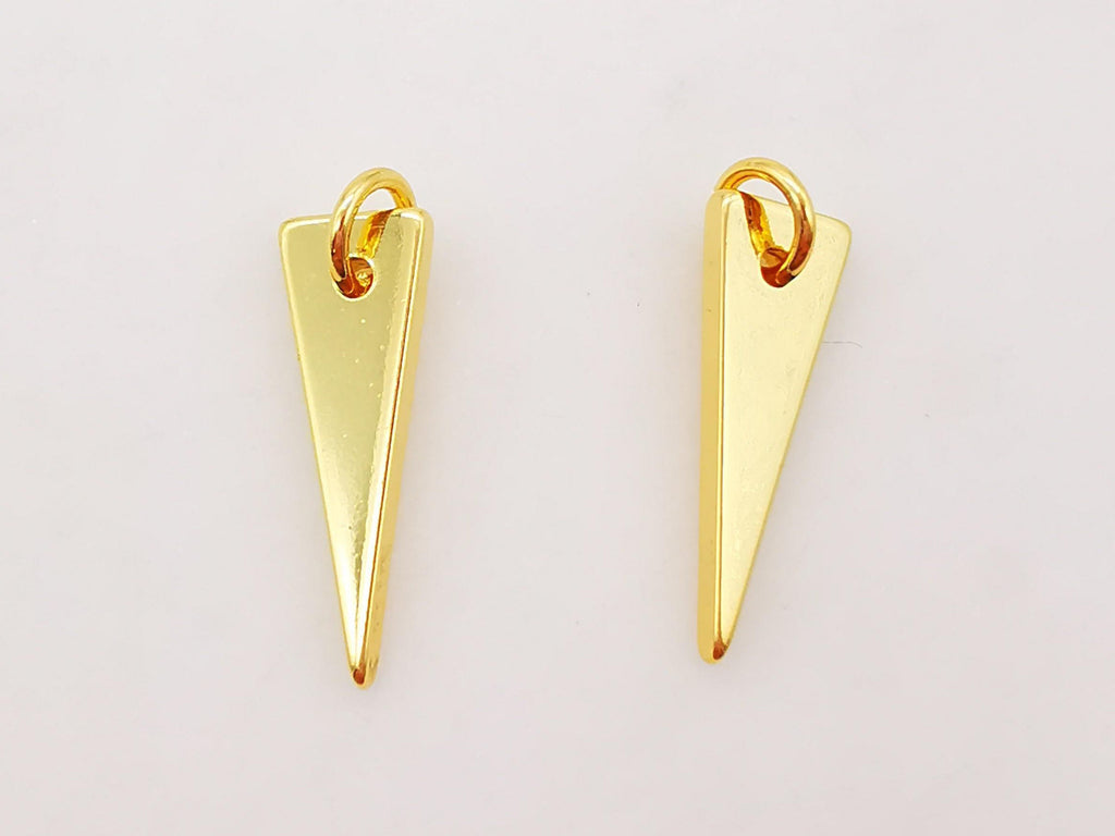 Dainty Triangular Charm, 18K Shiny Gold Plated Pendant, Necklace Bracelet Earring Making Charm, 18X6mm, Jewelry Making Supply S828