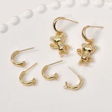 Load image into Gallery viewer, C Shape Earrings Post With Loop, 14K Gold, S925 Silver Ear Pin Nickel Free Earrings, Ear Stud, Hypoallergenic Earring Findings YL006-D0153