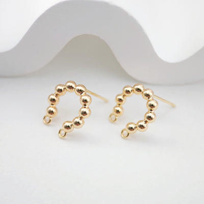 18K Gold  U Shape Earring Post With 2 Loops, Arch Ear Studs, S925 Silver Ear Pin Nickel Free Earrings, Hypoallergenic Earring Findings ZX170