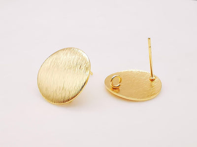 10pcs Gold Round Earring Post With Loop, Brushed Finish, Nickel Free Earrings, Hypoallergenic Earring Findings Z047