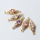 2pcs CZ Pave Boho Connector, Cubic Zircon Crystal Pendant, Bracelet Necklace Pendant, 14K Real Gold Plated, Jewelry Findings JY090-F027