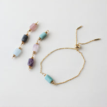 Cargar imagen en el visor de la galería, Dijes de conector de piedras preciosas, colgante de piedra de cristal, chapado en oro de 14 quilates, 23 mm, accesorio para bisutería GK007