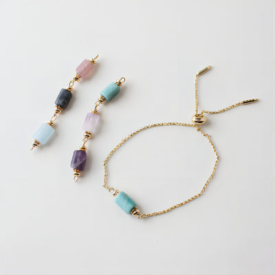 Dijes de conector de piedras preciosas, colgante de piedra de cristal, chapado en oro de 14 quilates, 23 mm, accesorio para bisutería GK007