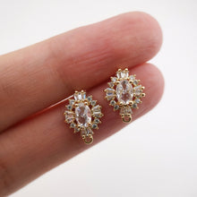 تحميل الصورة إلى عارض المعرض، أقراط على شكل معين من الزركونيا المكعبة، أقراط على شكل زهرة ذهبية مع حلقة، مضادة للحساسية، قطع أقراط، لوازم صنع أقراط يدوية الصنع D0042